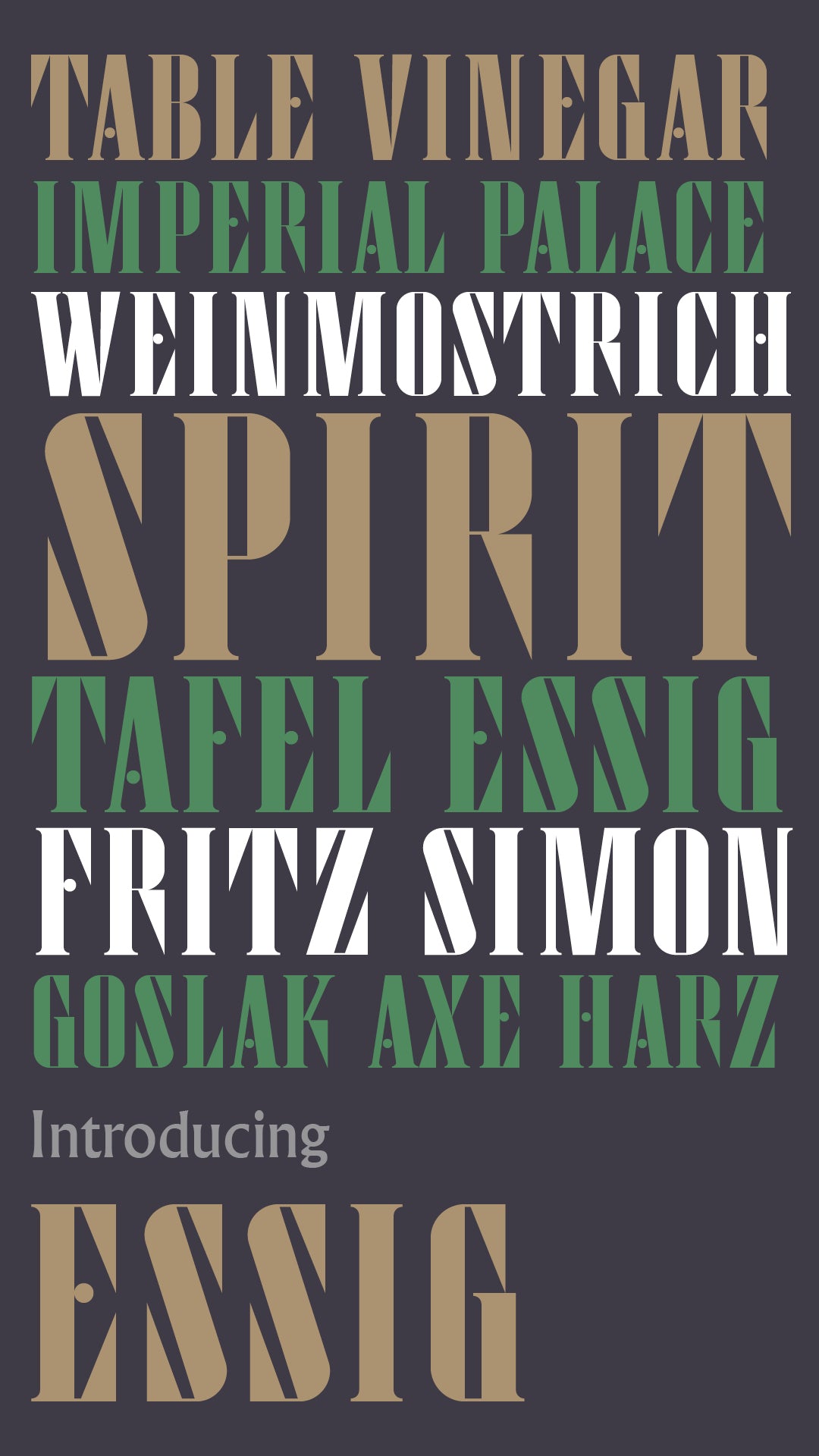 'Essig' letterpress woodtype typeface