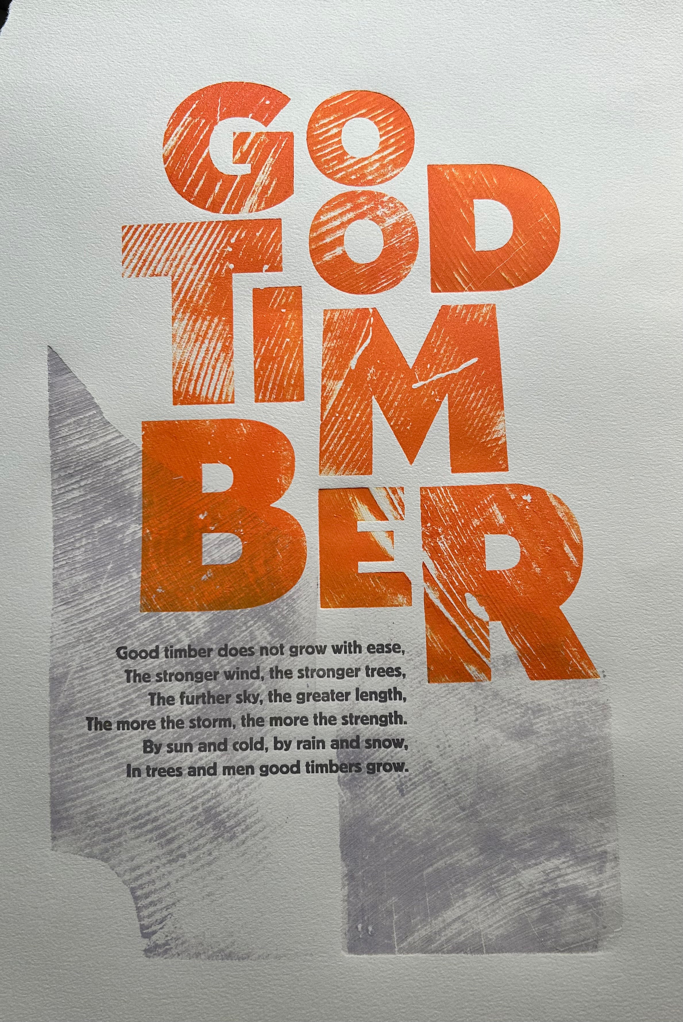 Limited edition letterpress print 'Good Timber'