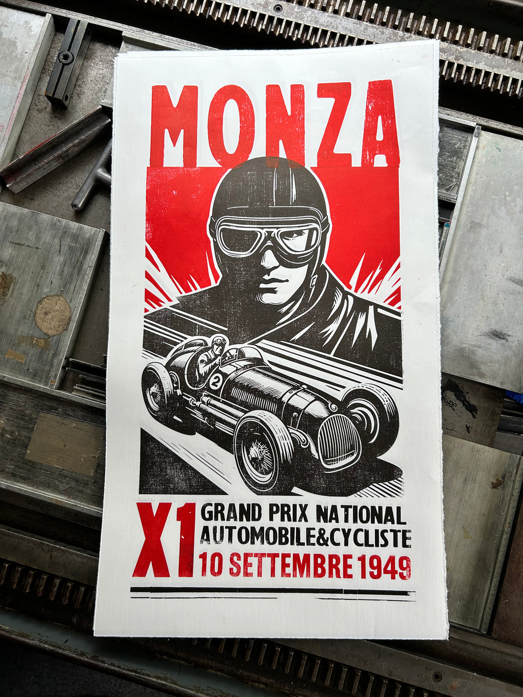 Limited edition letterpress print 'Monza Racing’