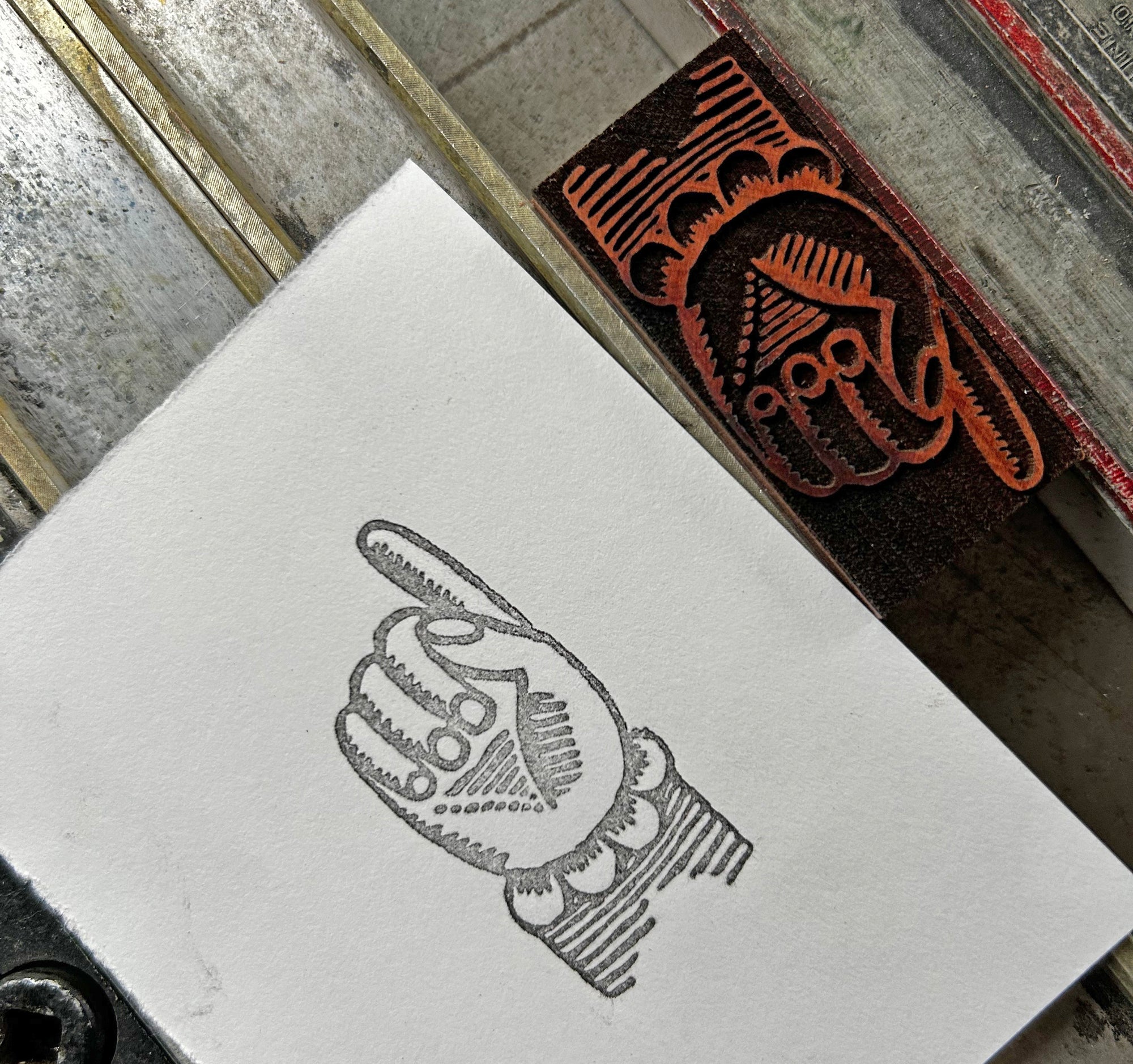 'Theatre' Letterpress Manicule/Printer’s Fist