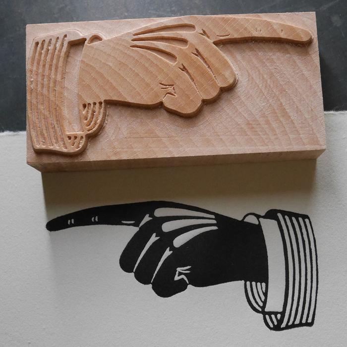'Joyce & Co' Letterpress Manicule, Printers Fist