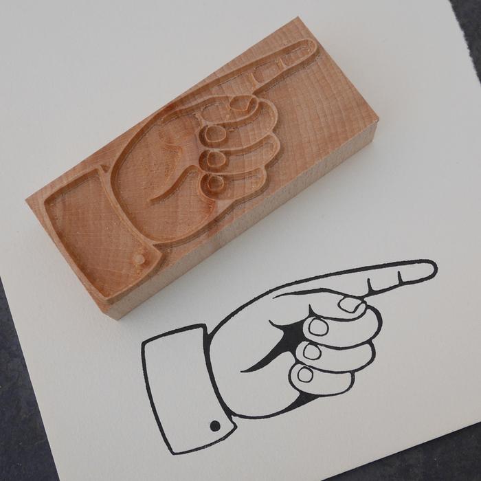 Outline Letterpress Manicule, Printers Fist