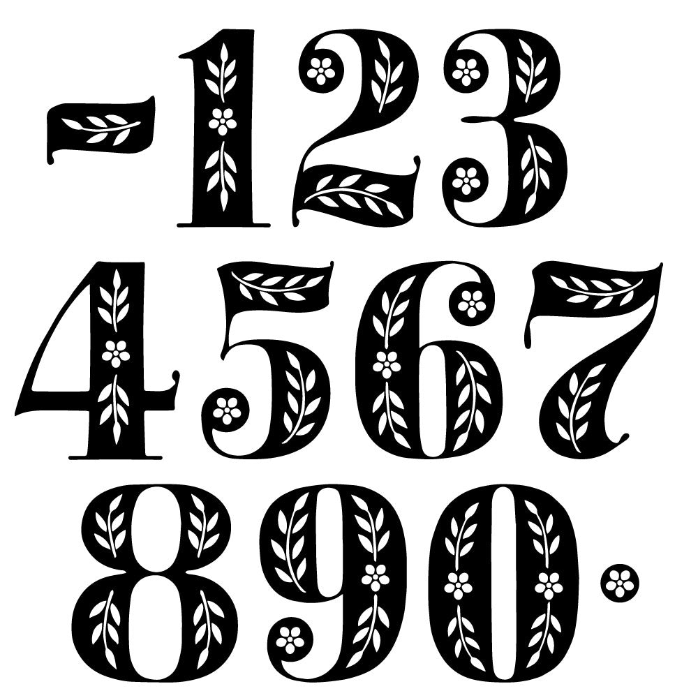 ‘Lidlington’ ornamented letterpress numerals