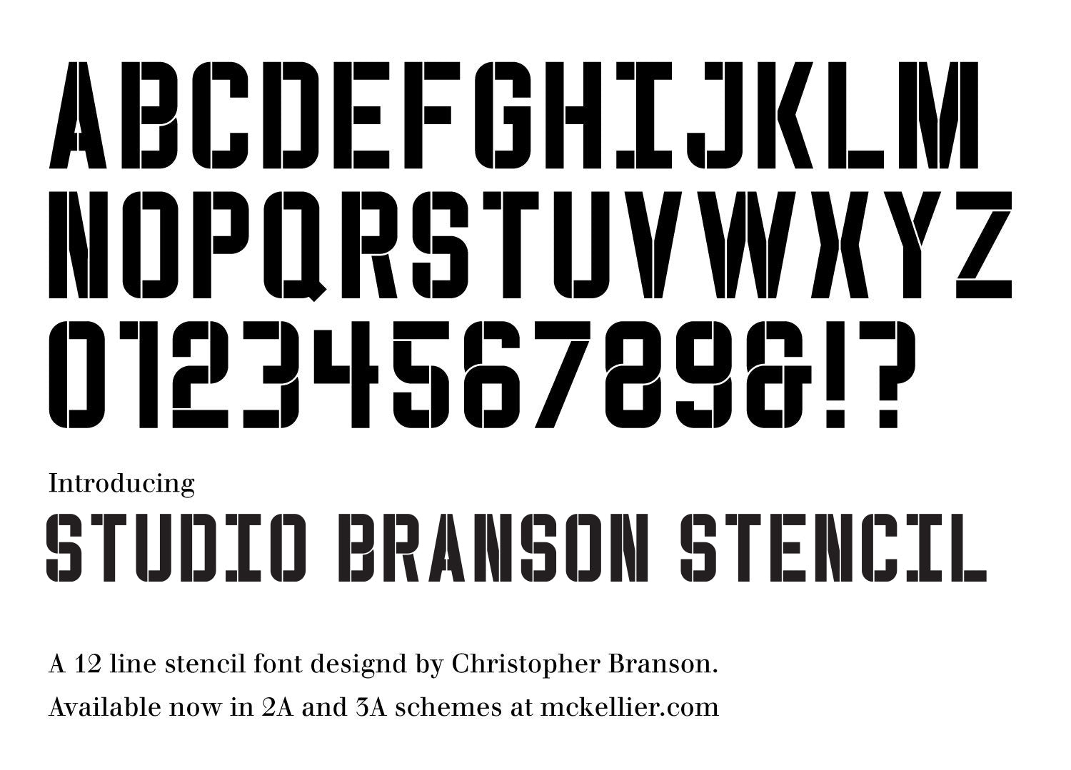 ‘Studio Branson Stencil’ Letterpress stencil woodtype typeface