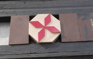 Octagonal Letterpress  block - chevron star design