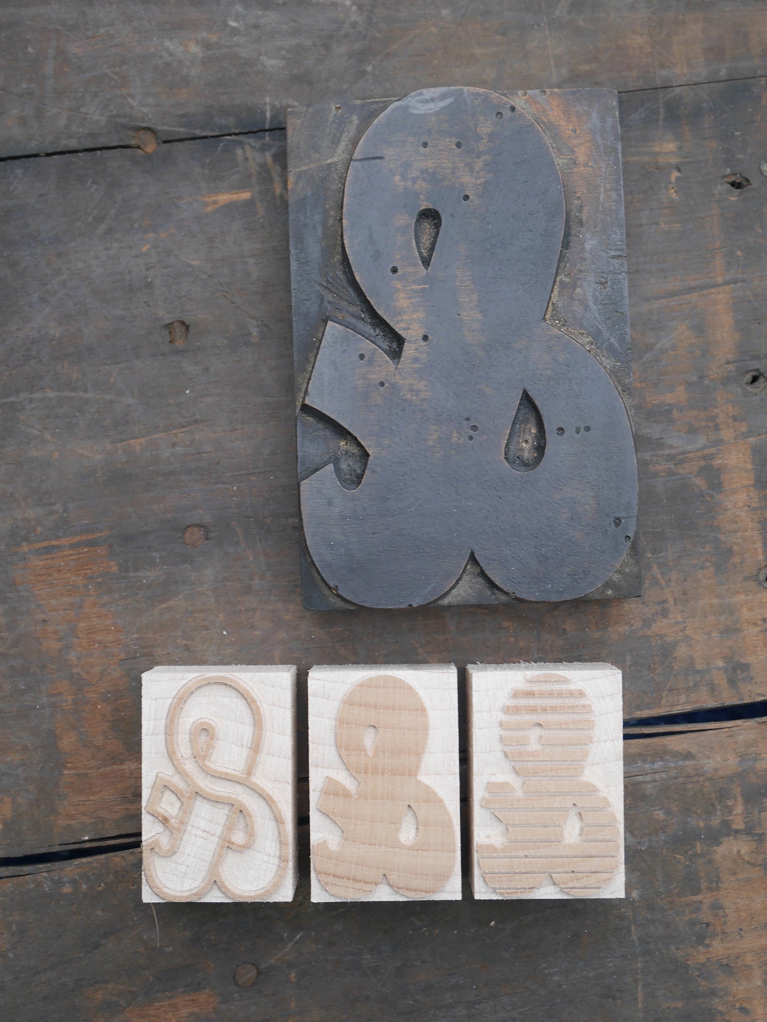 'Bonnewell' Letterpress chromatic  Ampersand - 3 block set