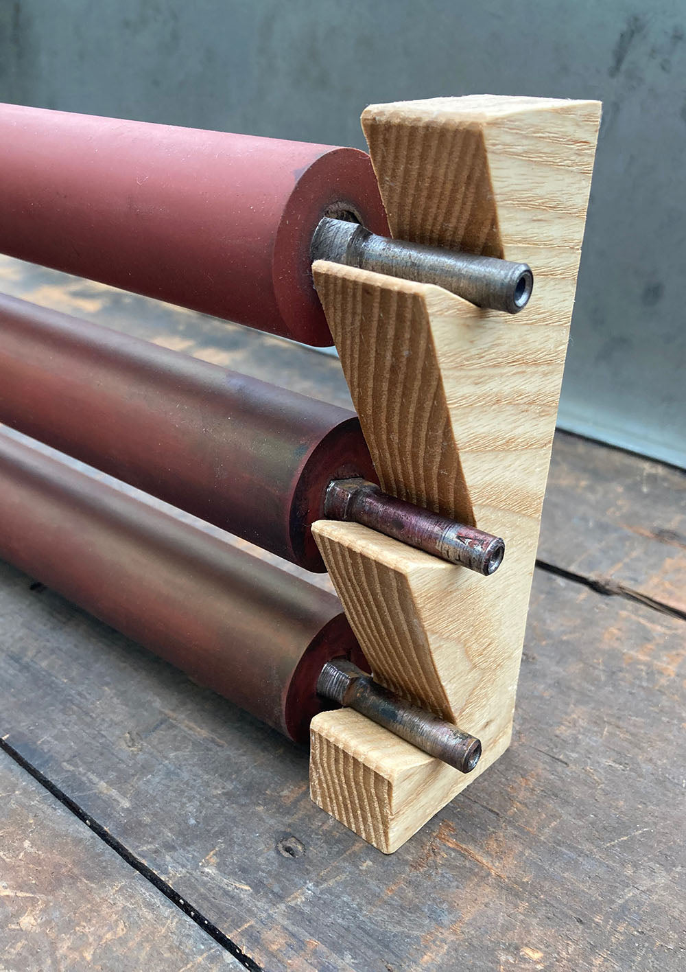 Letterpress printing press roller stands