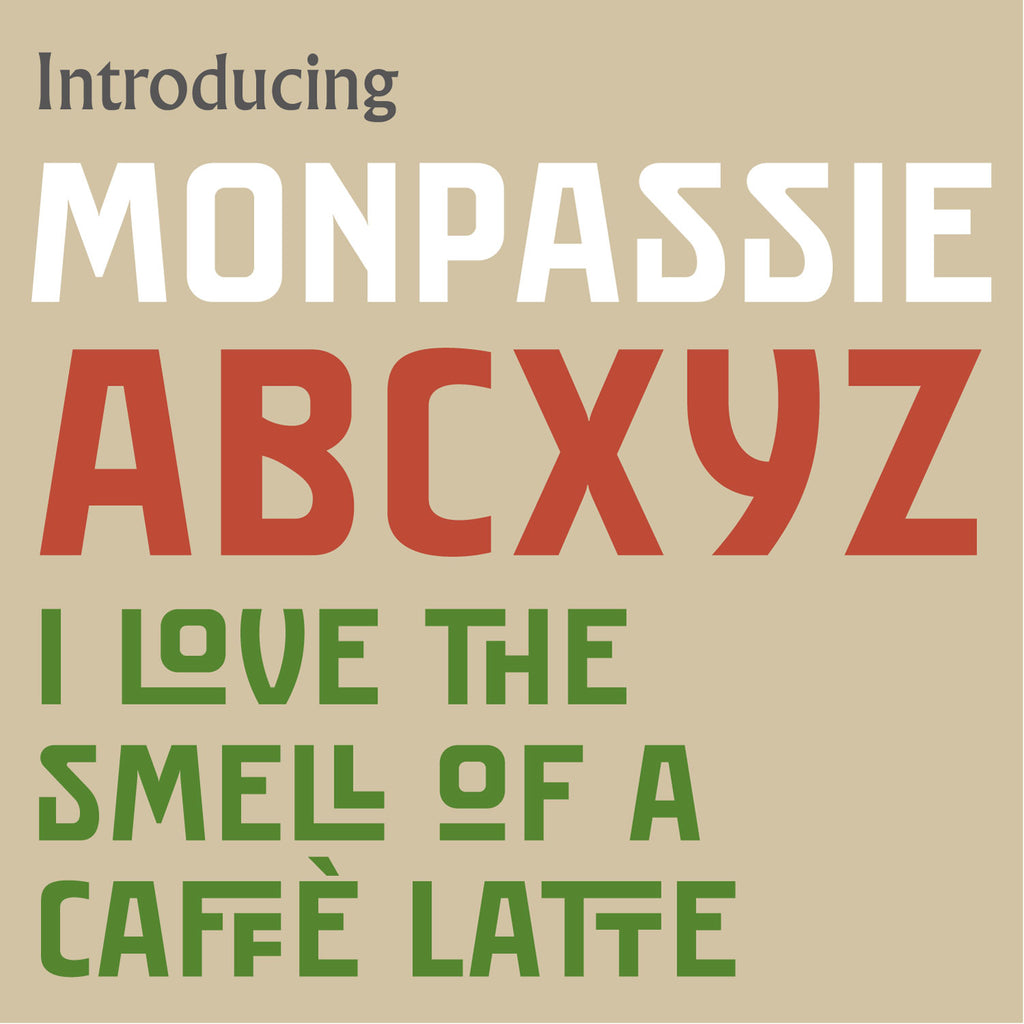 'Monpassie' letterpress woodtype typeface