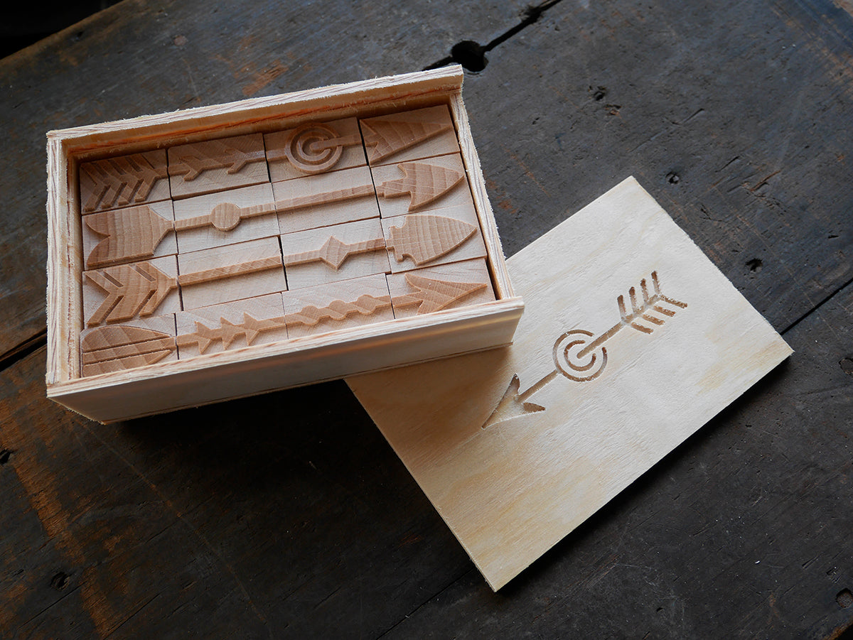 'Ornamented Arrows' Letterpress Printing Blocks set