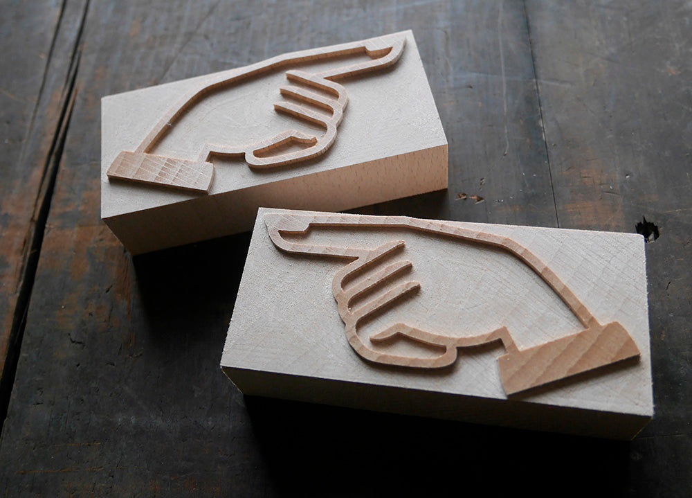 'Typemates Bridge' Letterpress Manicule, Printers Fist