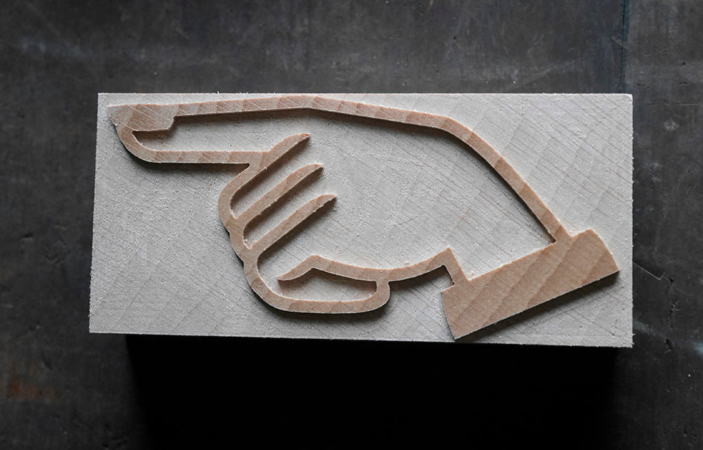 'Typemates Bridge' Letterpress Manicule, Printers Fist