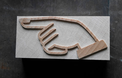 'Typemates Bridge' Letterpress Manicule, Printers Fist